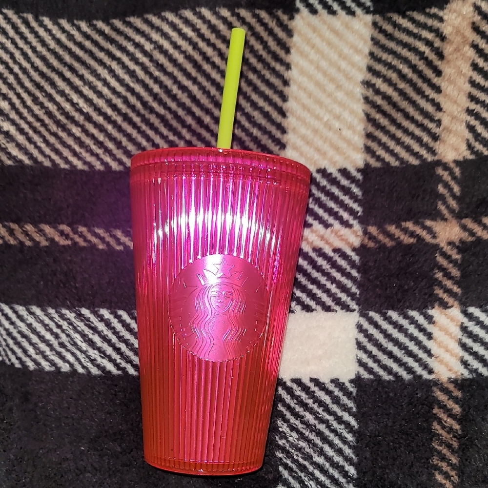 Starbucks Pink Tumbler with Yellow Straw